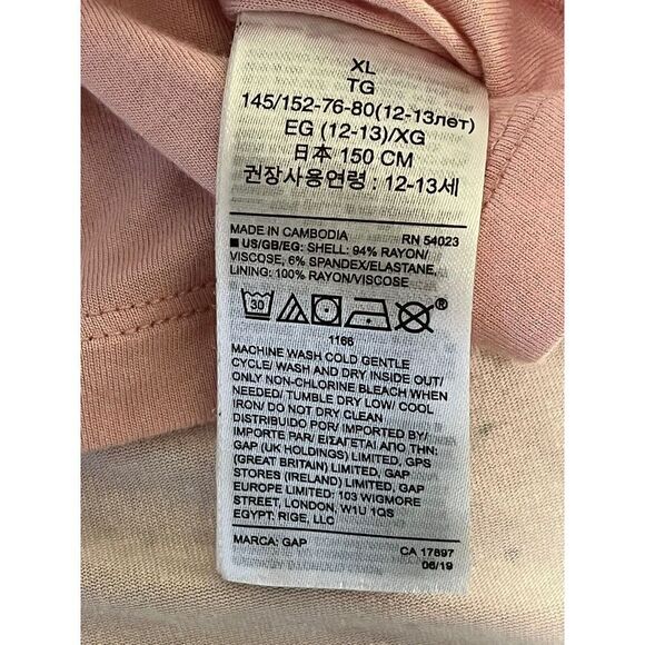 Gap Kids Dress Girls XL Pink Dotted Long Sleeve Tiered Midi A Line Round Neck - Picture 7 of 8